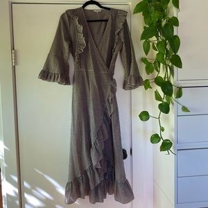 Ganni Wrap Gingham Midi Dress size 38